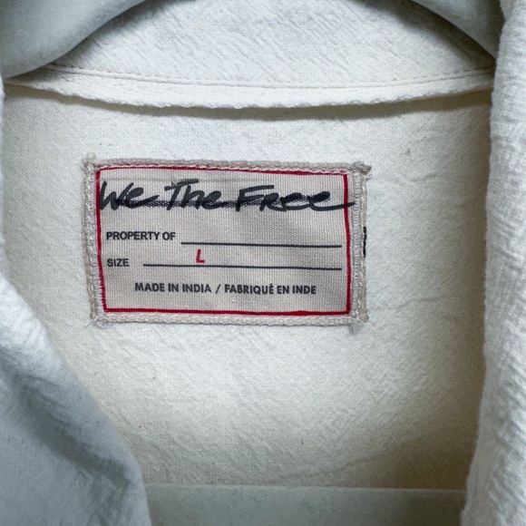 We The Free Free People Two To One Shirt in Ivory Combo Size Large NWOT - Picture 9 of 12